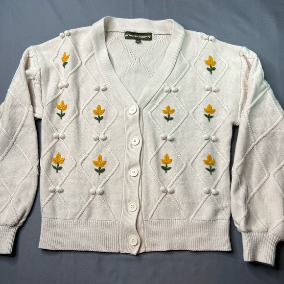Princess Highway Sweaters - Princess Highway Womens Embroidered Flower Cardigan – AU 10 / US 6